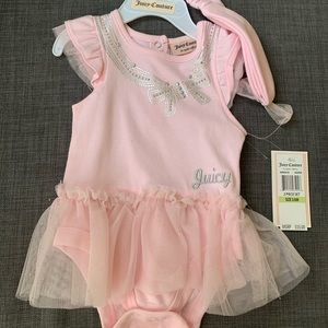 NWT Juicy Couture pink onesie with tutu and bow